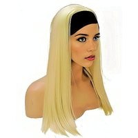 Headband Long Straight Blonde Wig Adjustable Band Black Head Wrap With Casual Soft Synthetic Wig. Daily Wear Realistic Natural Look Wig | Etsy (US)