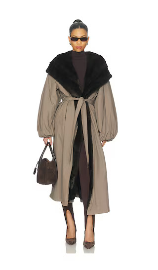 Long Trench Coat in Grey | Revolve Clothing (Global)