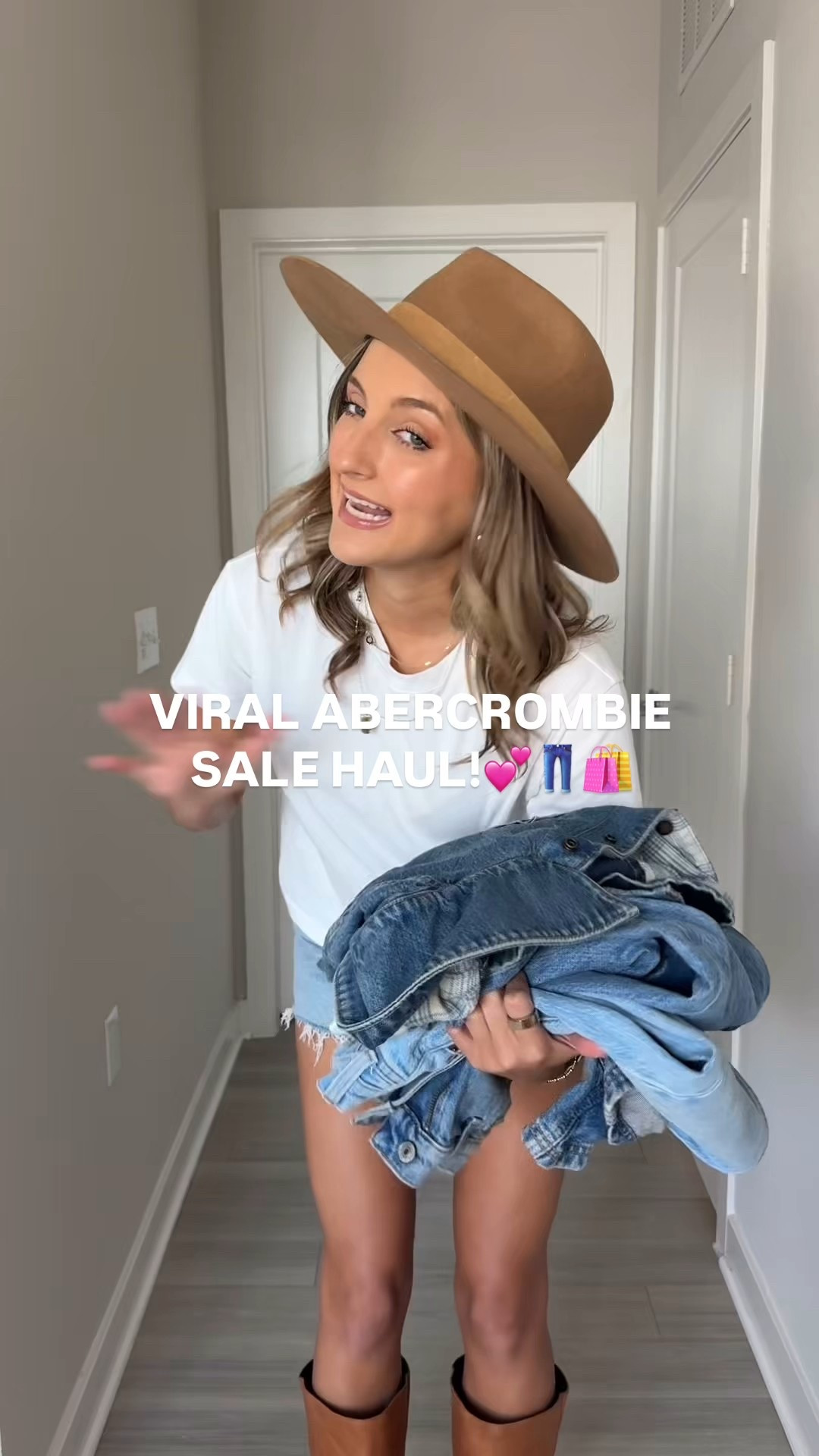 Viral Abercrombie sale! Code AFMCKENZIE for an extra 15% off 💕 wearing a 00 in jean shorts, jeans and an XS in everything else 