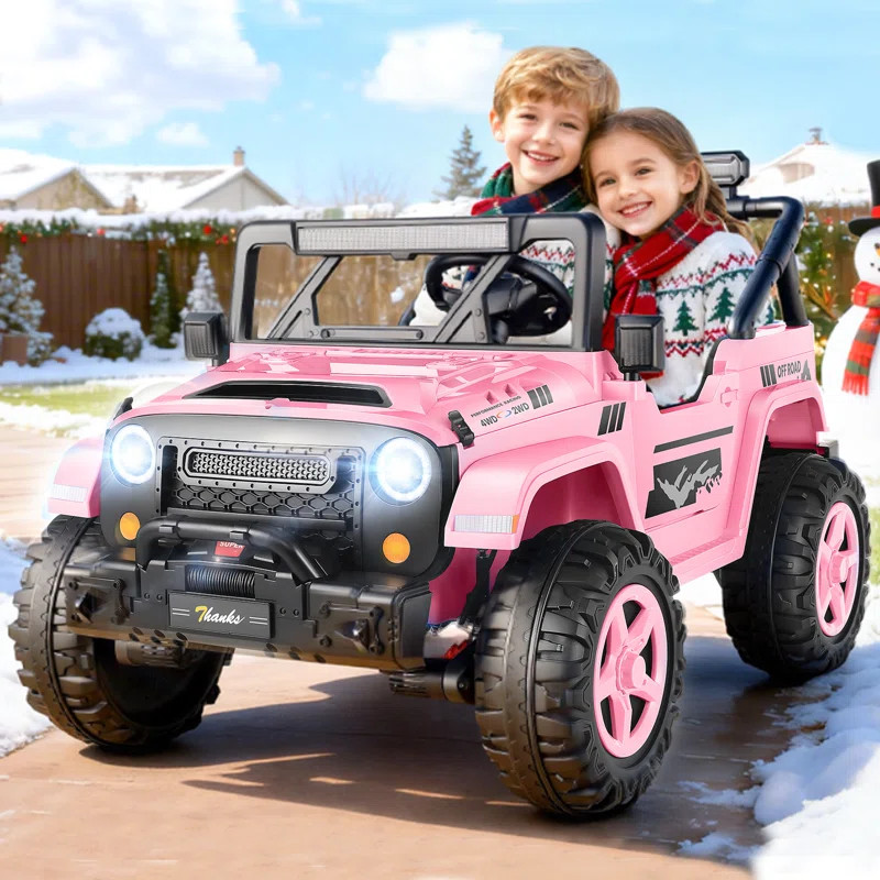 Alex 24V Real 2 Seater Ride On Jeep Truck with Remote Control, 4WD/2WD Kids UTV With 4X200w Power... | Wayfair North America