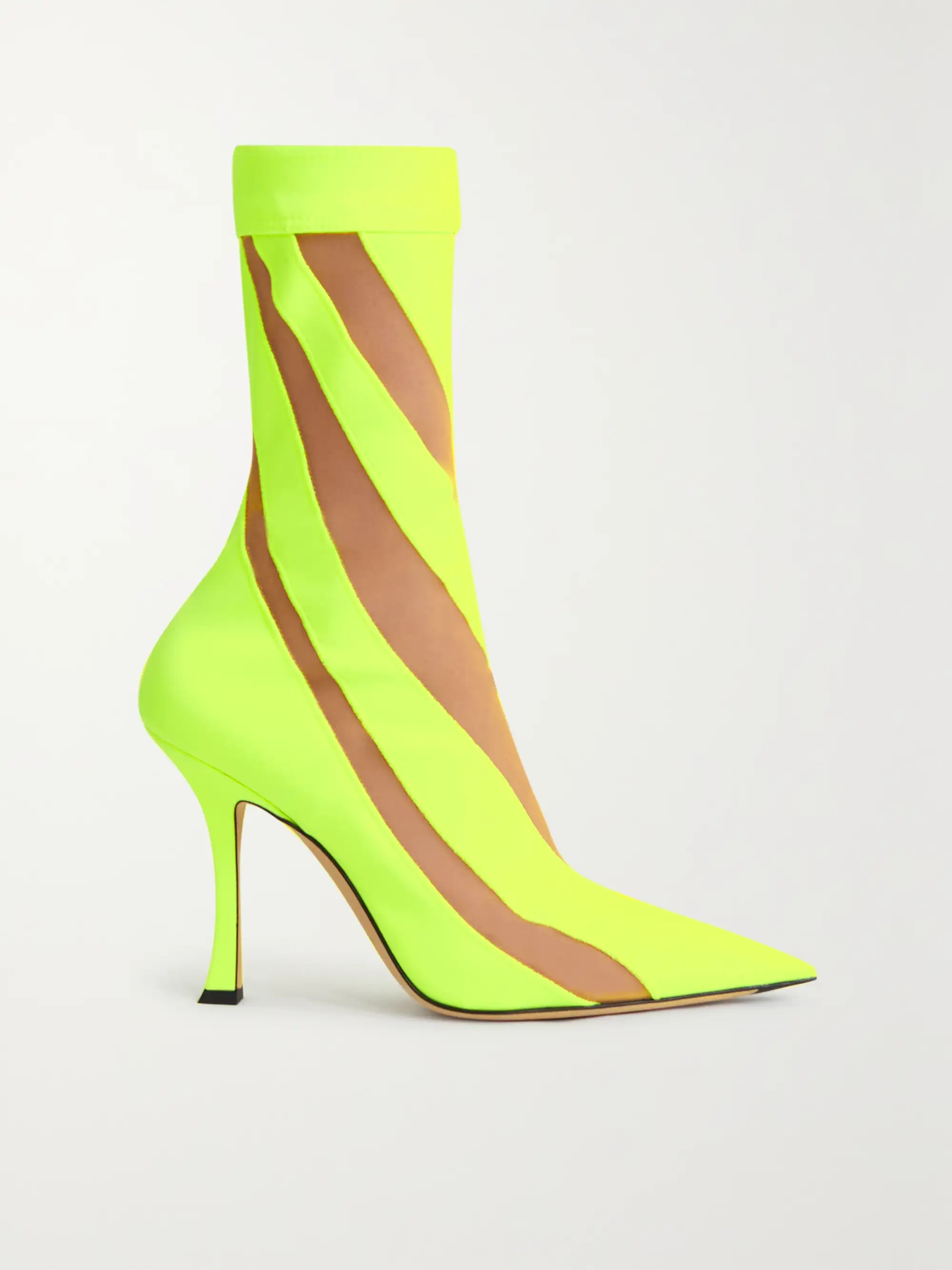 + Mugler 100 two-tone neon jersey and mesh sock boots | NET-A-PORTER (US)