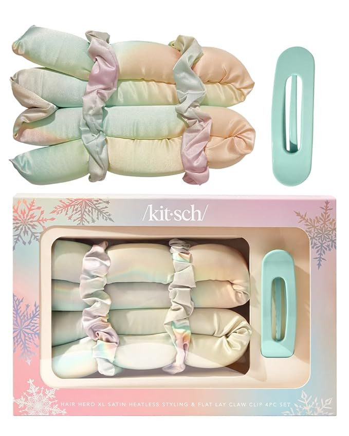 Kitsch Holiday Hair Hero XL Satin Heatless Styling & Flat Lay Claw - Heatless Curls & Waves, Extr... | Amazon (US)