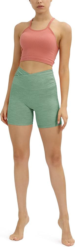 ODODOS Gathered Cross Waist Yoga Shorts for Women, 5"/ 8"/ 2.5" Sports Gym Workout Athletic Runni... | Amazon (US)