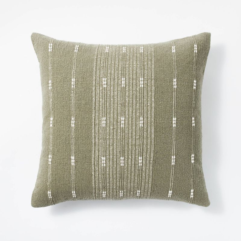 Woven Cotton Slub Striped Throw Pillow Green/Cream - Threshold™ designed with Studio McGee | Target