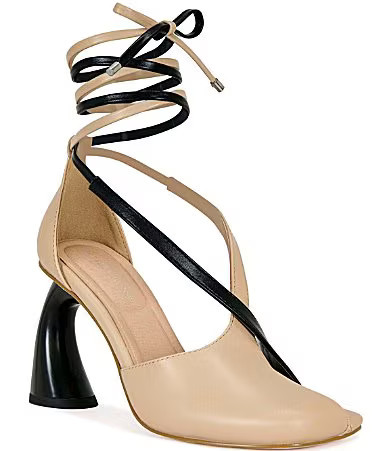 Azalea Wang Bosendo Mismatched Colorblock Ankle Wrap Open Square Toe Pumps - 11 | Dillard's