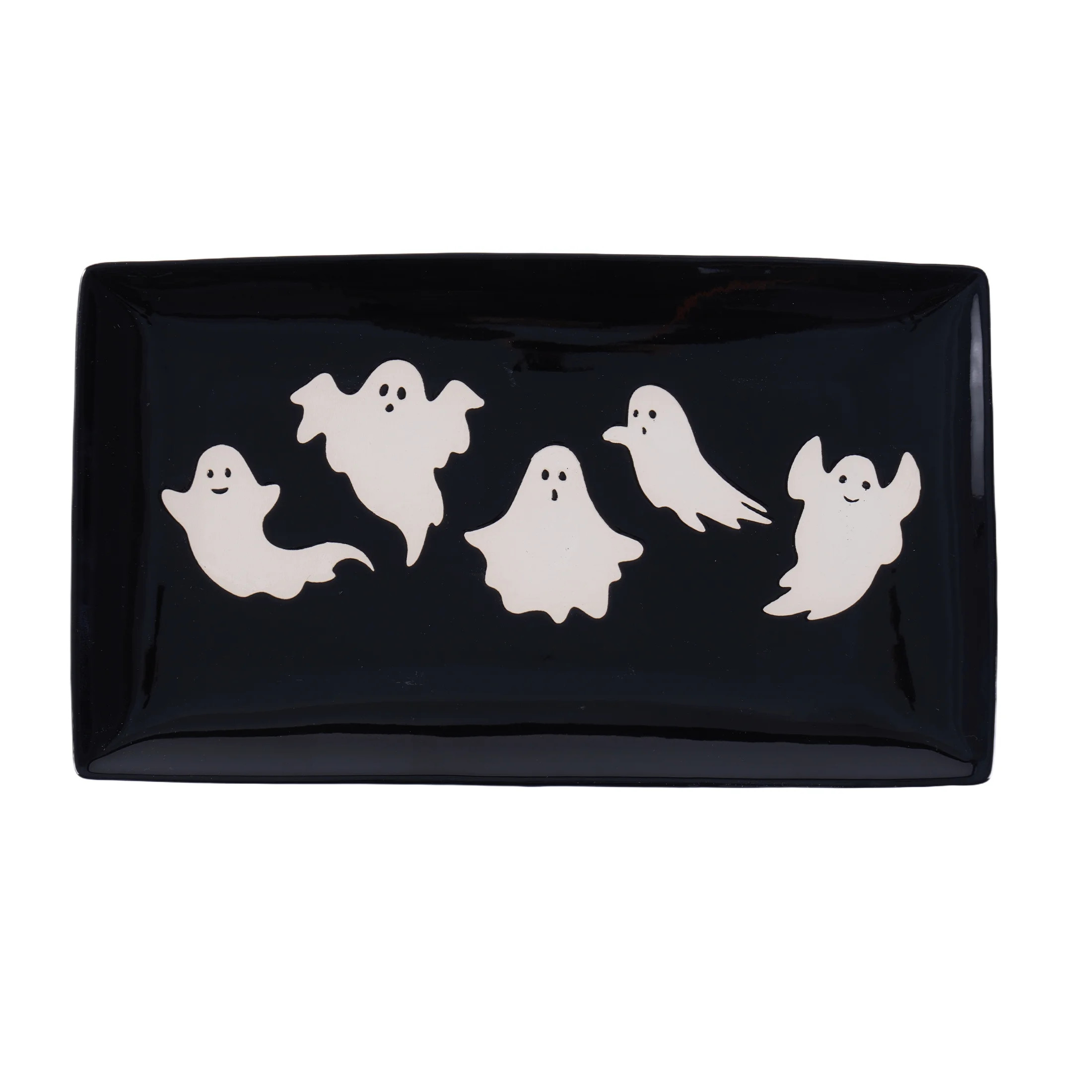 Way to Celebrate Halloween Black Platter with Ghosts - Walmart.com | Walmart (US)