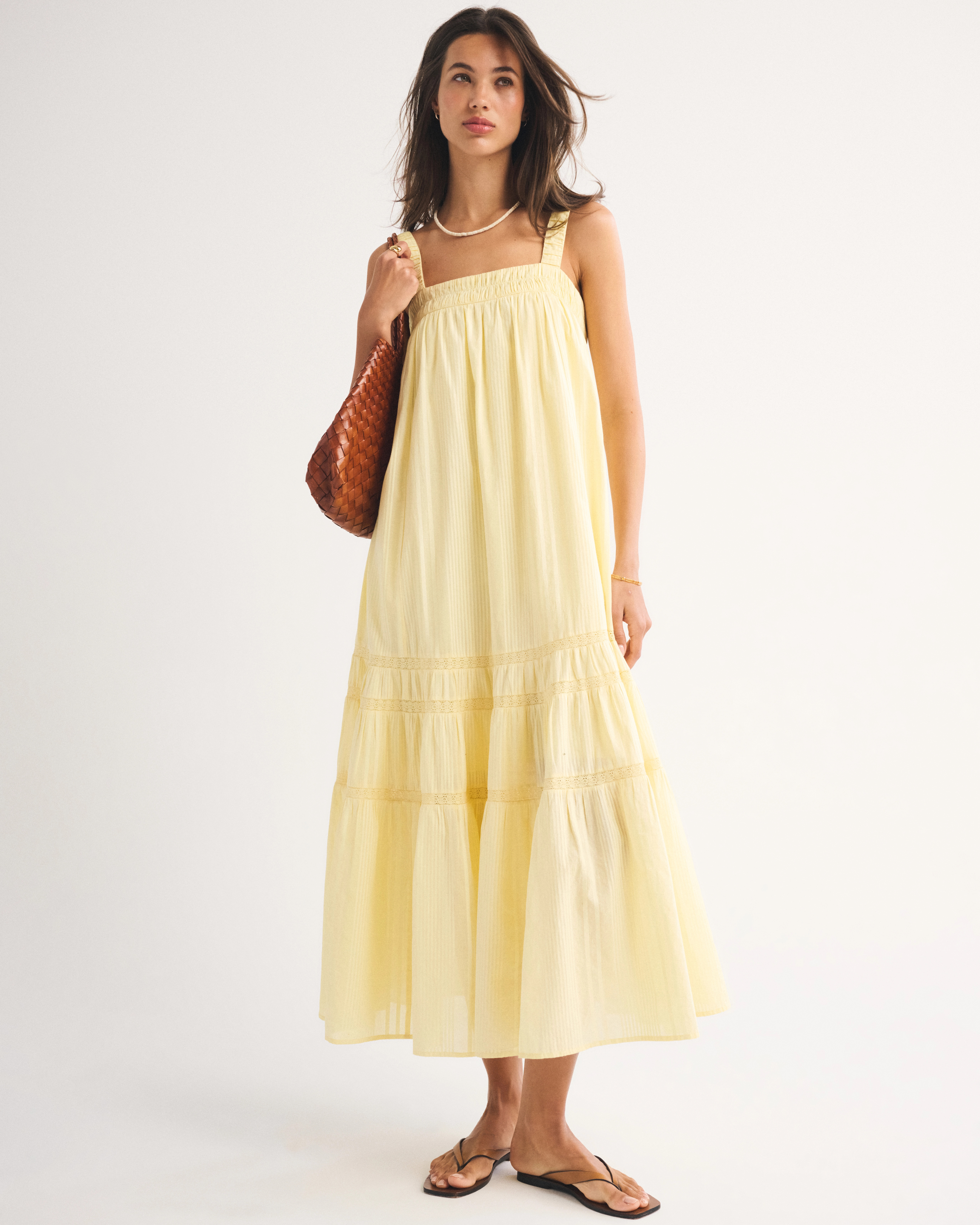 100% Cotton Tiered Flowy Maxi Dress | Abercrombie & Fitch (US)