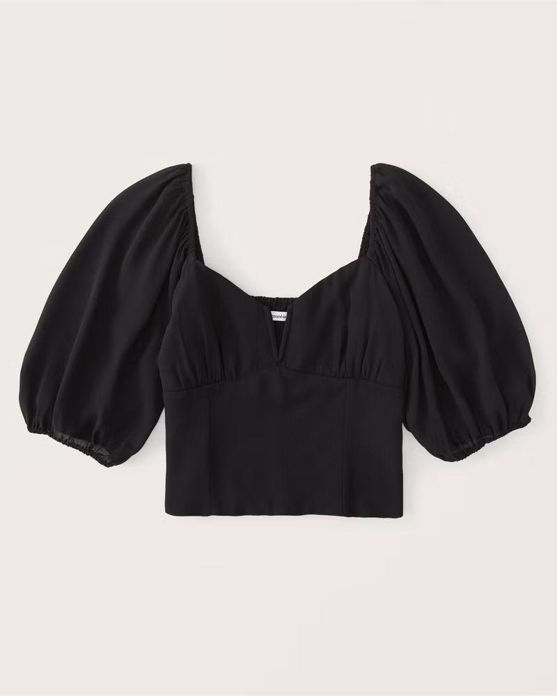 Puff Sleeve Hardware Corset Top | Abercrombie & Fitch (US)