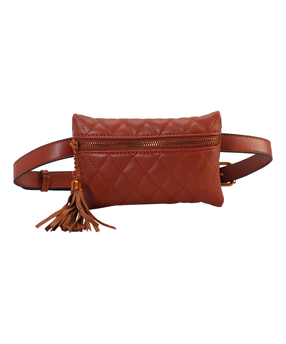 Diophy Women's Lumbar Bags Brown - Brown Tassel Belt Bag | Zulily