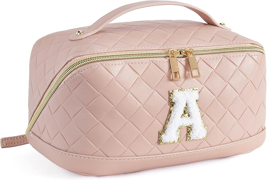 Telena Makeup Bag Large Capacity Travel Cosmetic Bag Portable PU Leather Water Resistant Makeup O... | Amazon (US)