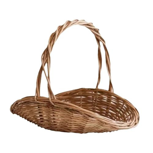 ＡＷＨＡＯ Woven Basket Flower Basket Fruit Basket with Handle Rustic for Countryside Trip Farm, 30cmx24cmx25cm | Amazon (US)