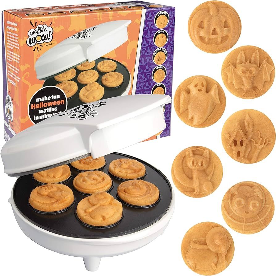 Halloween Mini Waffle Maker - 7 Different Spooky Designs, Make Breakfast Fun with Electric Nonsti... | Amazon (US)