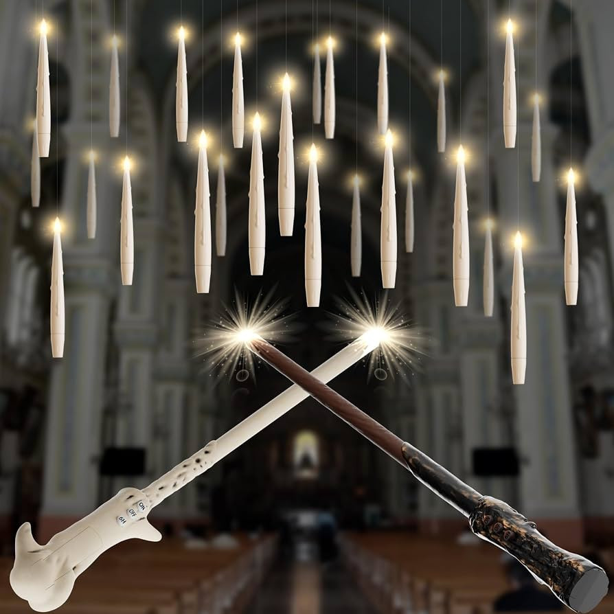 Floating Candles With Wand, 20 Pack Hanging Taper Candles, Battery Operated With 2 Wand Remotes, ... | Amazon (US)