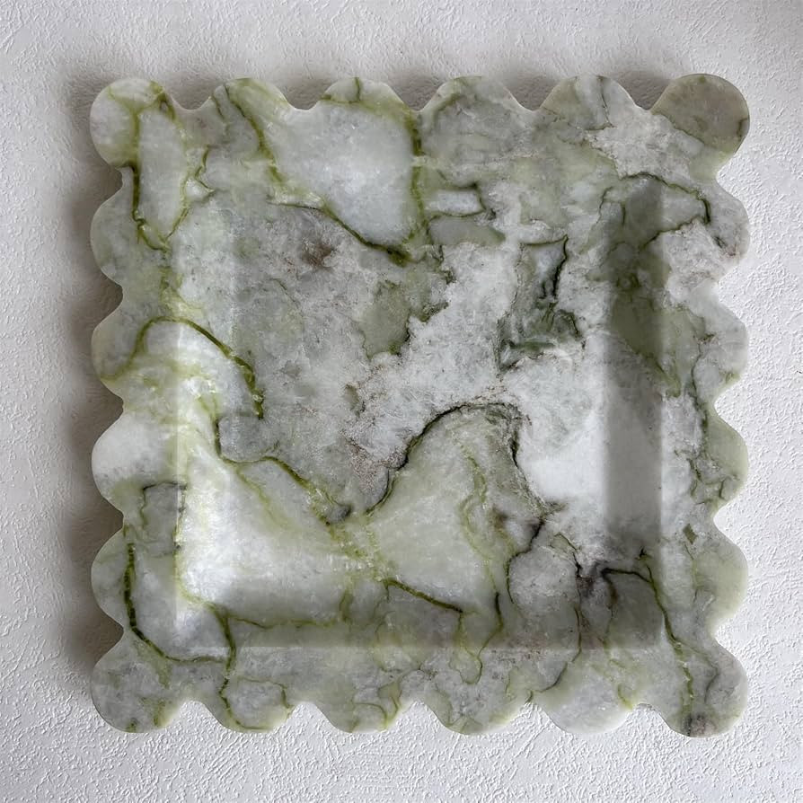 Vintage Natural Marble Tray Small Ornaments Scalloped Tray Handmade Storage Dish for Counter, Van... | Amazon (US)