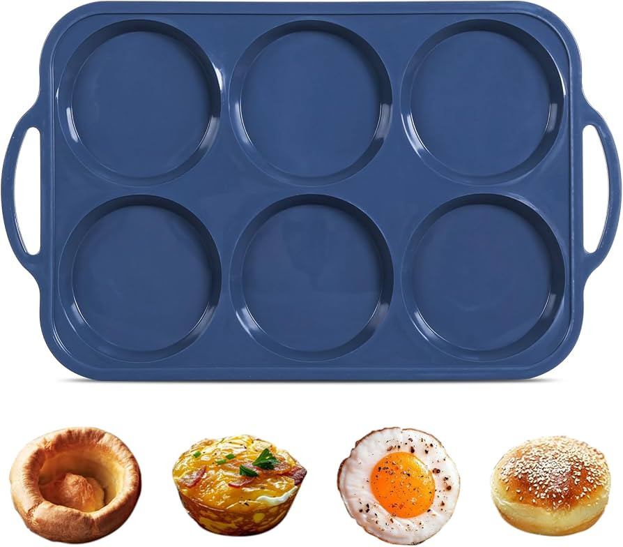 10cm Giant Silicone Yorkshire Pudding Tray with Metal Handles 6 Cup | Amazon (UK)