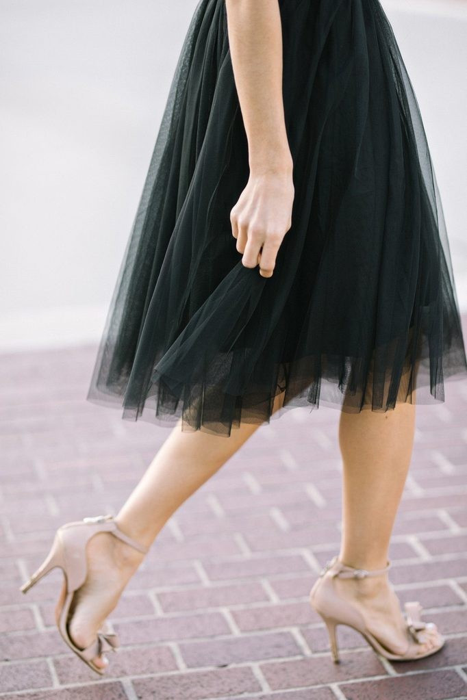 Eloise Black Tulle Midi Skirt | Morning Lavender
