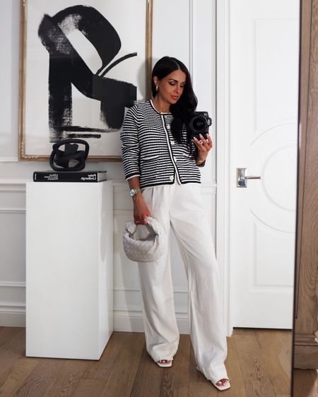 Summer outfits under $30! Bump-friendly summer outfit ideas  
Walmart linen trousers wearing a US 2
Striped cardigan wearing a small
Maternity outfit 

#LTKFindsUnder50 #LTKBump #LTKFindsUnder100