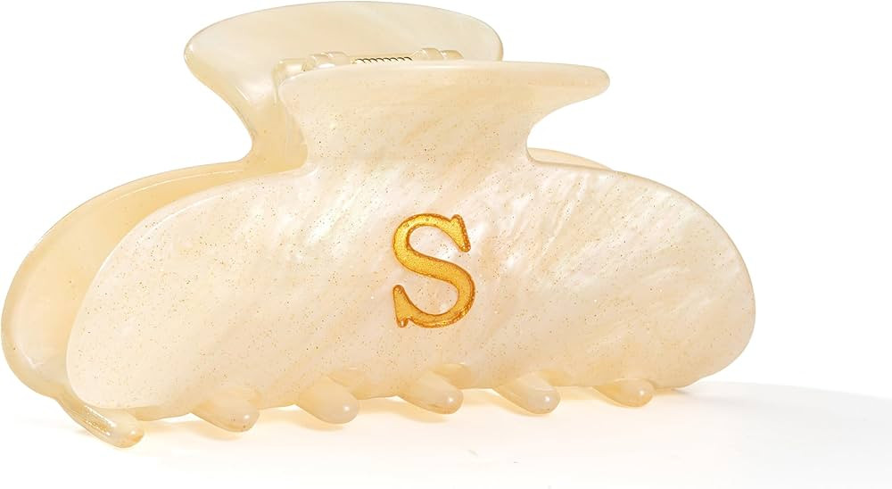 Acrylic Hair Clips Claws Initial Hair Clips Claws for Women Glitter Gold Initial Letter Pattern I... | Amazon (US)