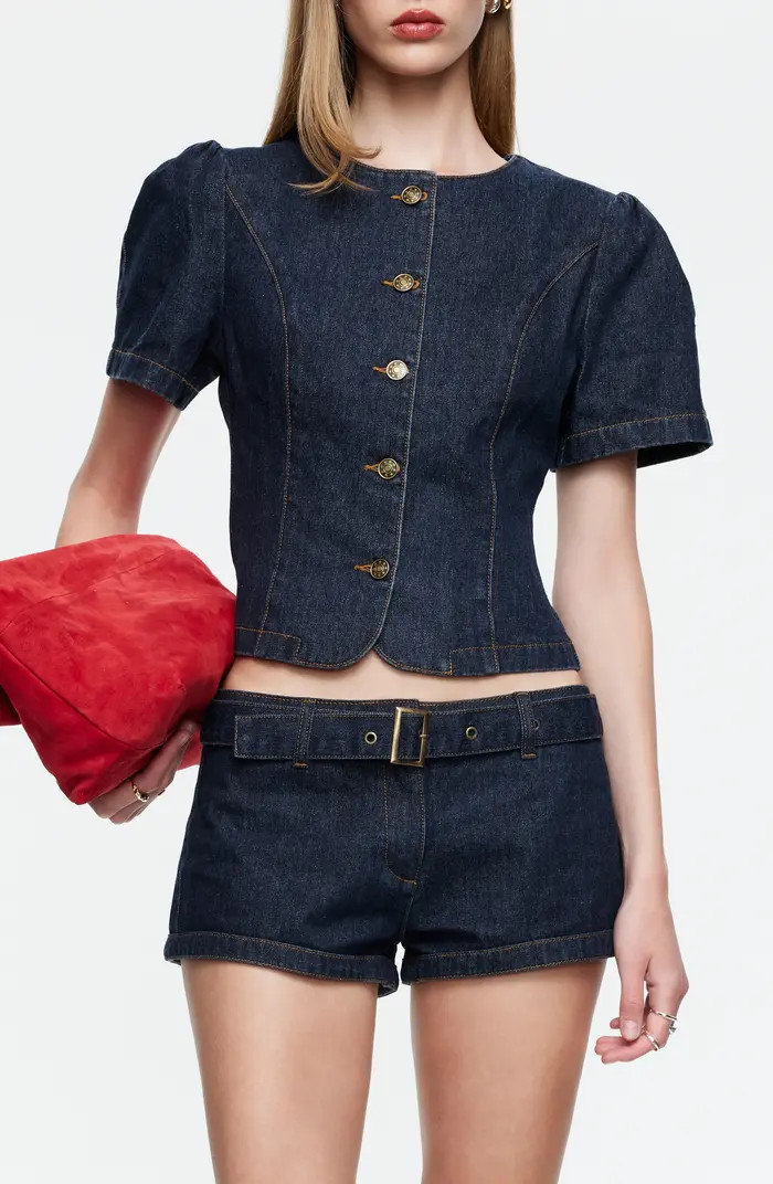 LIONESS Femme Denim Button-Up Top | Nordstrom | Nordstrom