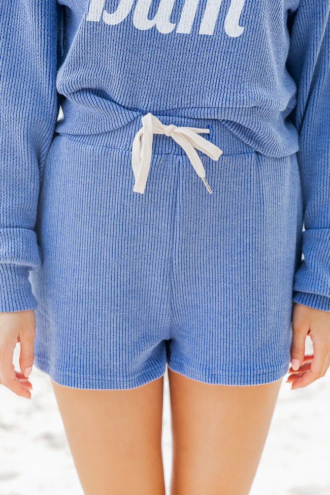 Why Not Blue Cord Lounge Shorts | The Pink Lily Boutique
