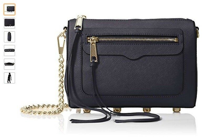 Rebecca Minkoff Avery Leather Crossbody Bag Black Gold | Bonanza (Global)