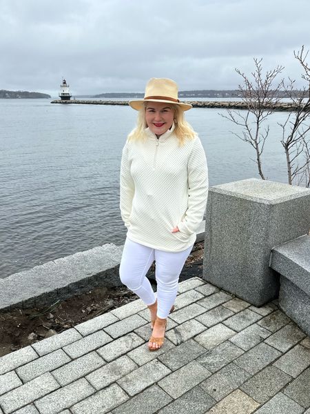 Today’s ootd. Much like my Spanx leggings in the winter, my white jeans are a staple in the summer. I love this waffle pullover by Dudley Stephen’s. Perfect for the summer months. 

#LTKfitness #LTKSeasonal #LTKworkwear