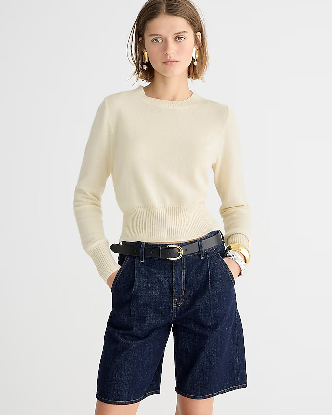 Cashmere shrunken crewneck sweater | J. Crew US