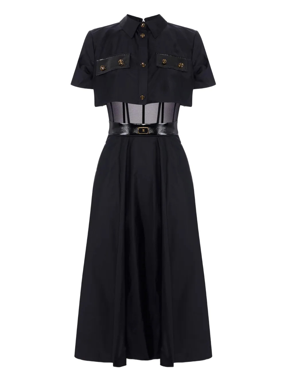 Elisabetta Franchi Chemisier Midi Con Cintura | Nero | FARFETCH IT | Farfetch Global