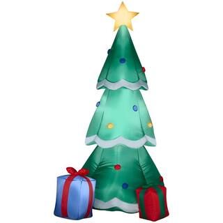 Home Accents Holiday 6.5 ft Pre-Lit LED Christmas Tree with Gift Boxes Airblown Inflatable-89035 ... | The Home Depot