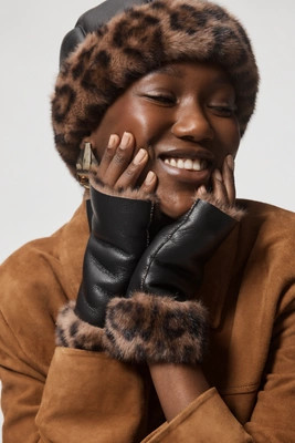 Jocelyn Faux Fur Faux Leather Beanie | Anthropologie (US)