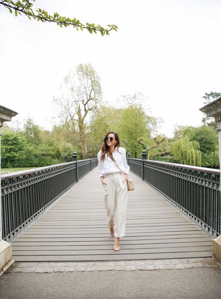 Neutral spring outfit idea. I love these linen pants and button front shirt. Pair with a neutral bag and your favorite sunglasses for the perfect everyday spring look. 

#LTKSeasonal #LTKbeauty #LTKstyletip