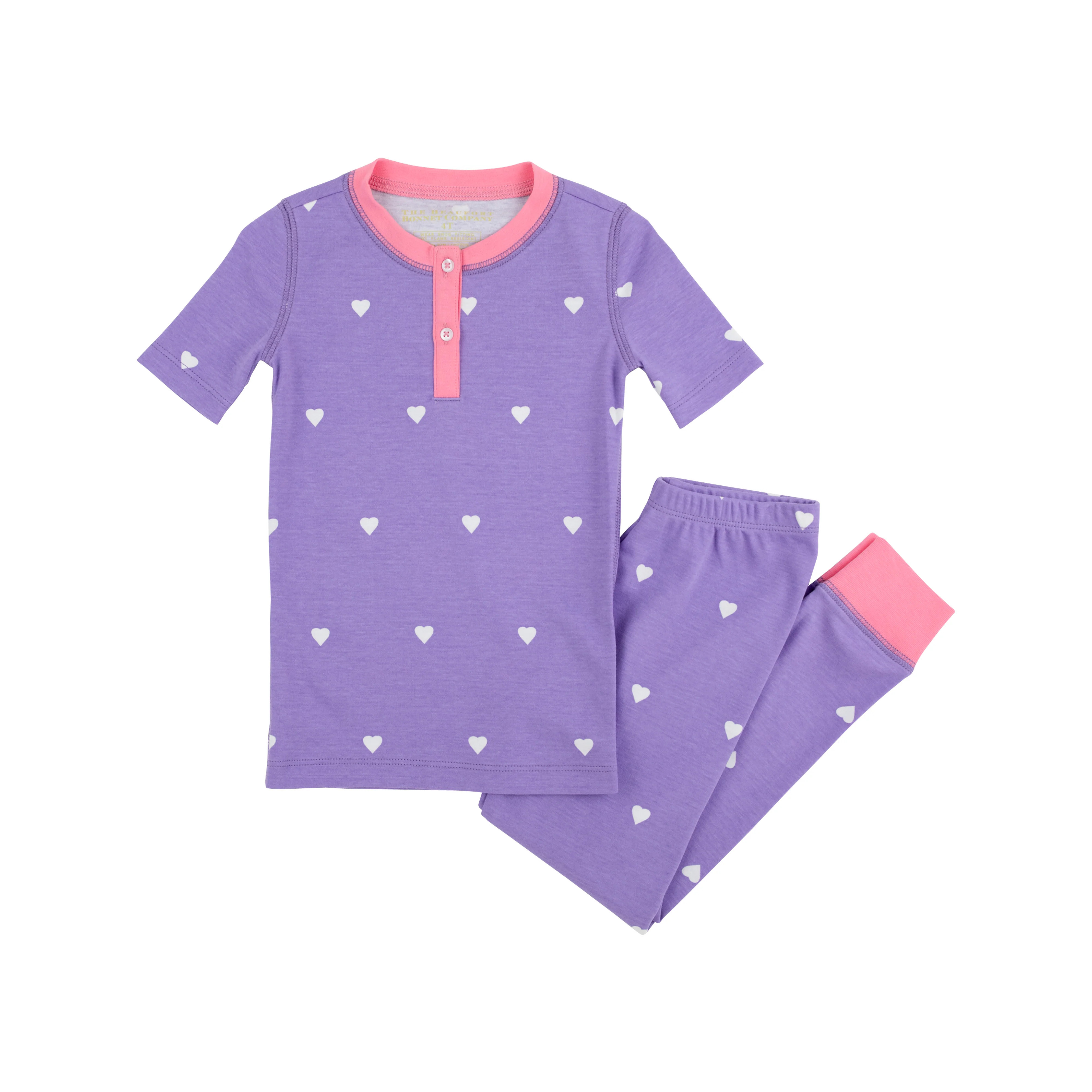 Sara Jane's Short Sleeve Set - Heart Eyes (Palisades Purple) with Romany Rose | The Beaufort Bonnet Company