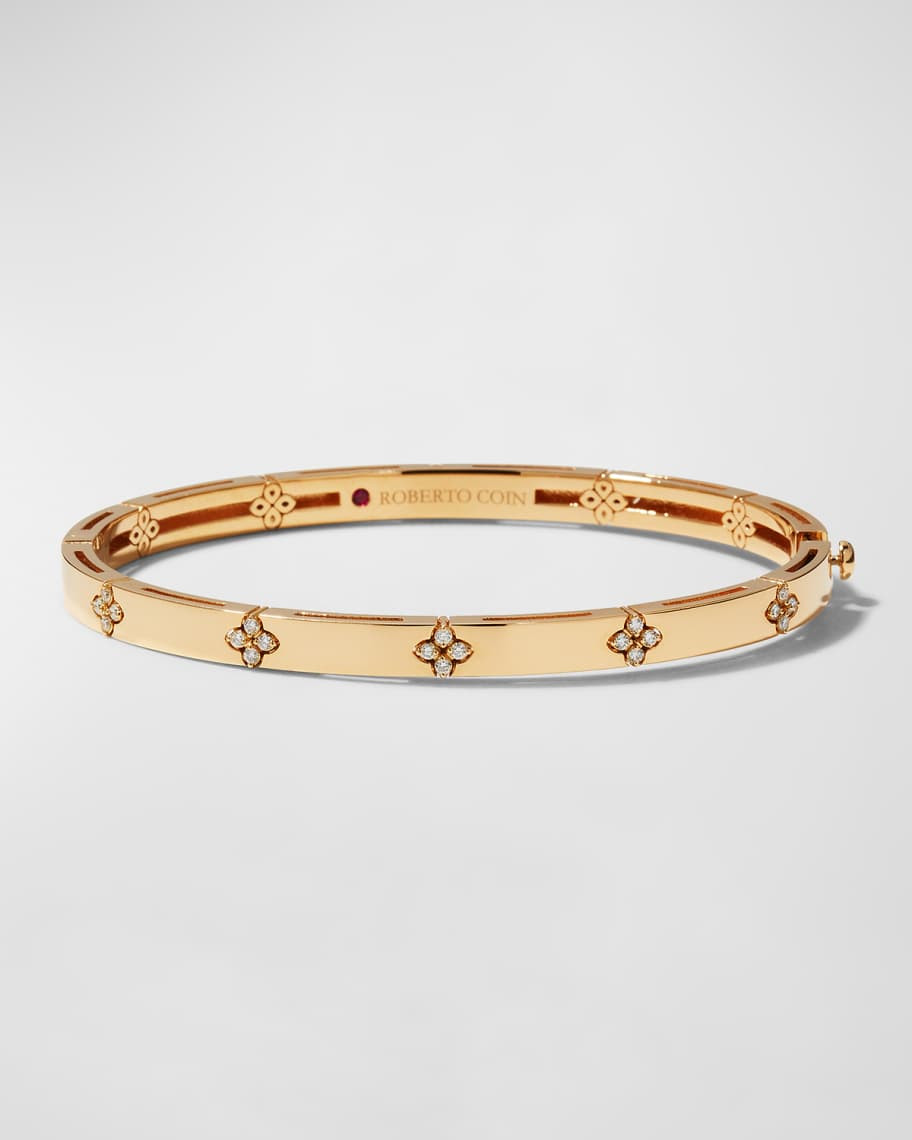 Roberto Coin Love in Verona 18k Rose Gold Diamond Flower Bangle | Neiman Marcus