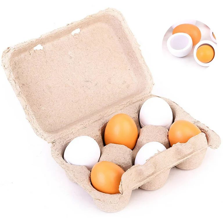 6PCS Realistic Egg Toys Pretend Kitchen Toys Wooden Food Toy Educational Learning Toy Easter Egg ... | Walmart (US)