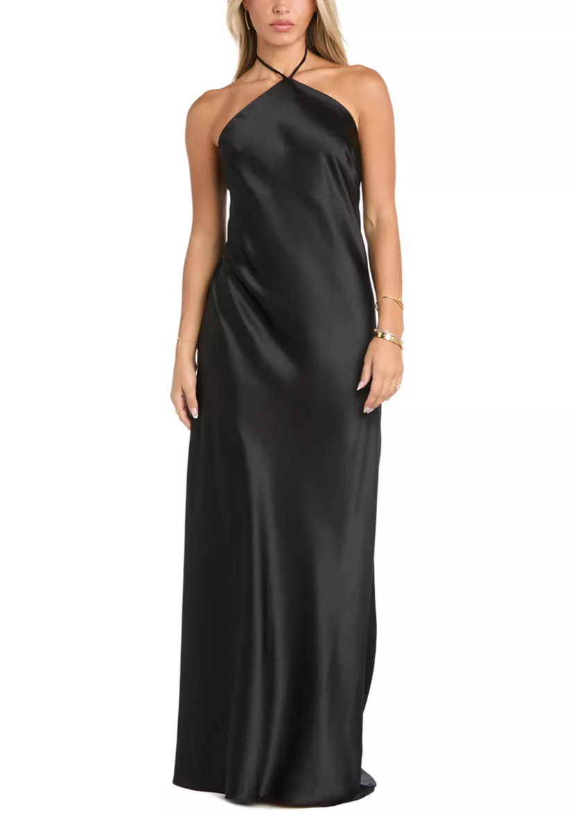 Long Hi Neck Charmeuse W Tie | Belk