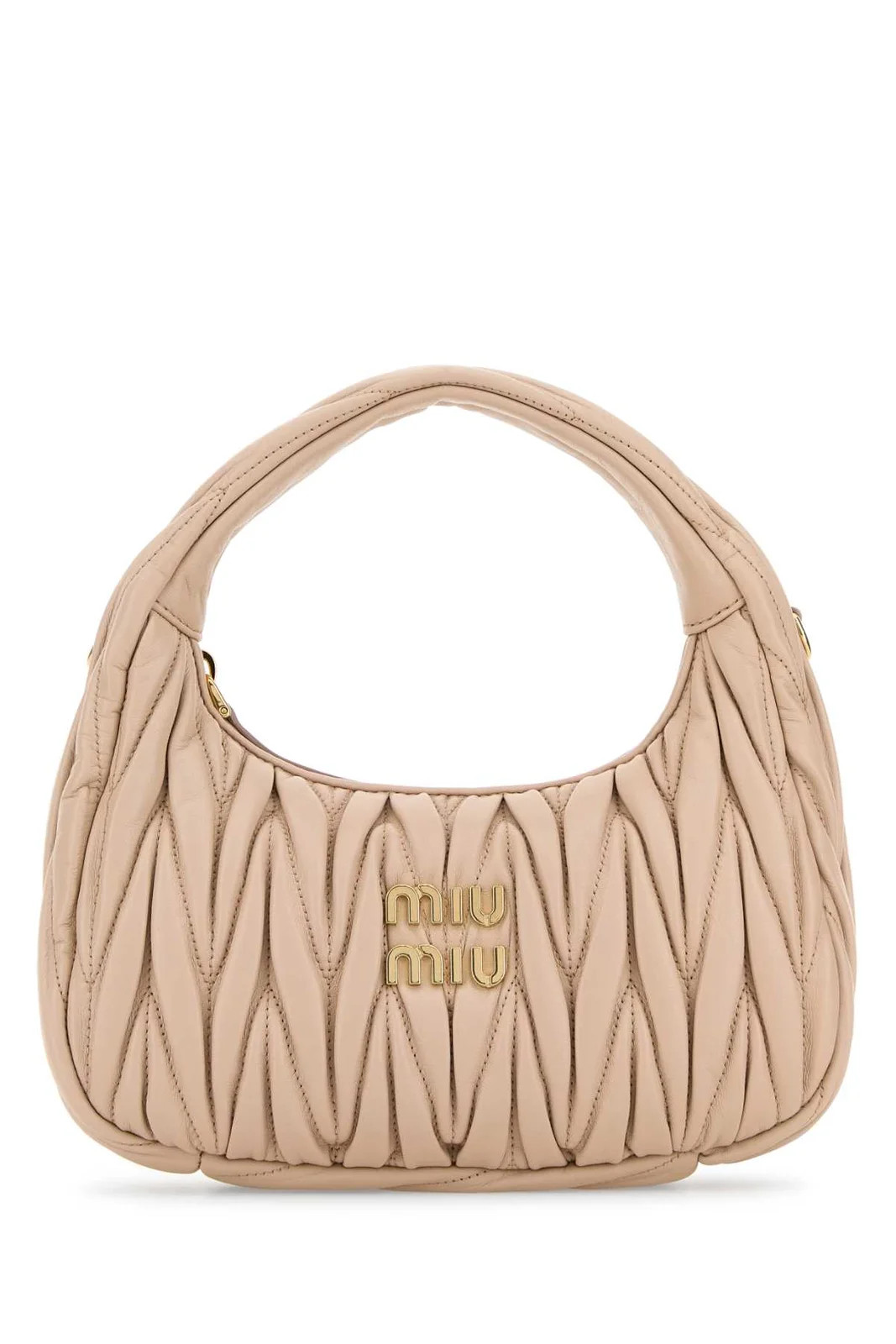 Miu Miu Wander Matelassé Logo Plaque Mini Hobo Bag | Cettire Global