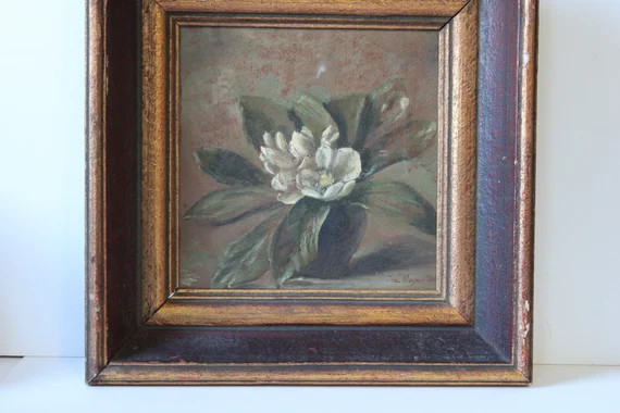 Vintage Painting Flower Floral Framed Original Art Square - Etsy | Etsy (US)