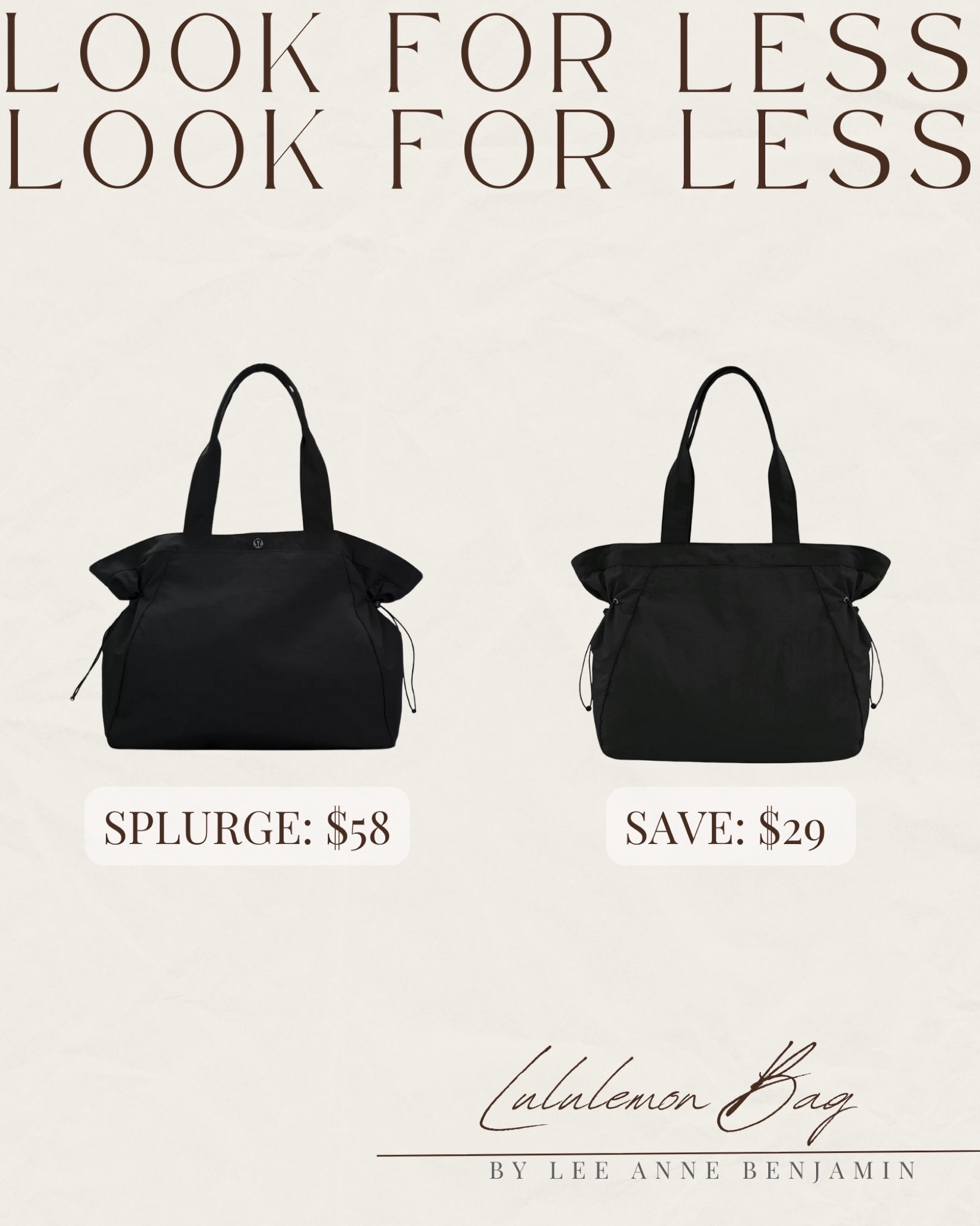 Lululemon look for less gym bag from Amazon! #founditonamazon 

Lee Anne Benjamin 🤍