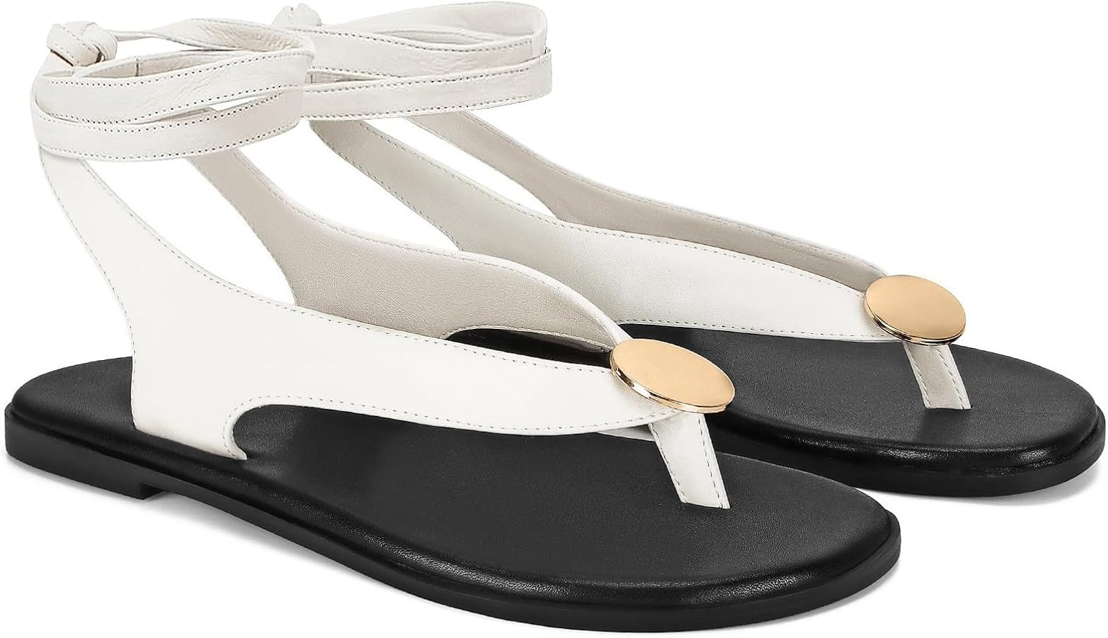 Flat Sandals for Women Strappy Sandals Comfortable Dressy Beach Flip Flop Slides Thong Sandals fo... | Amazon (US)