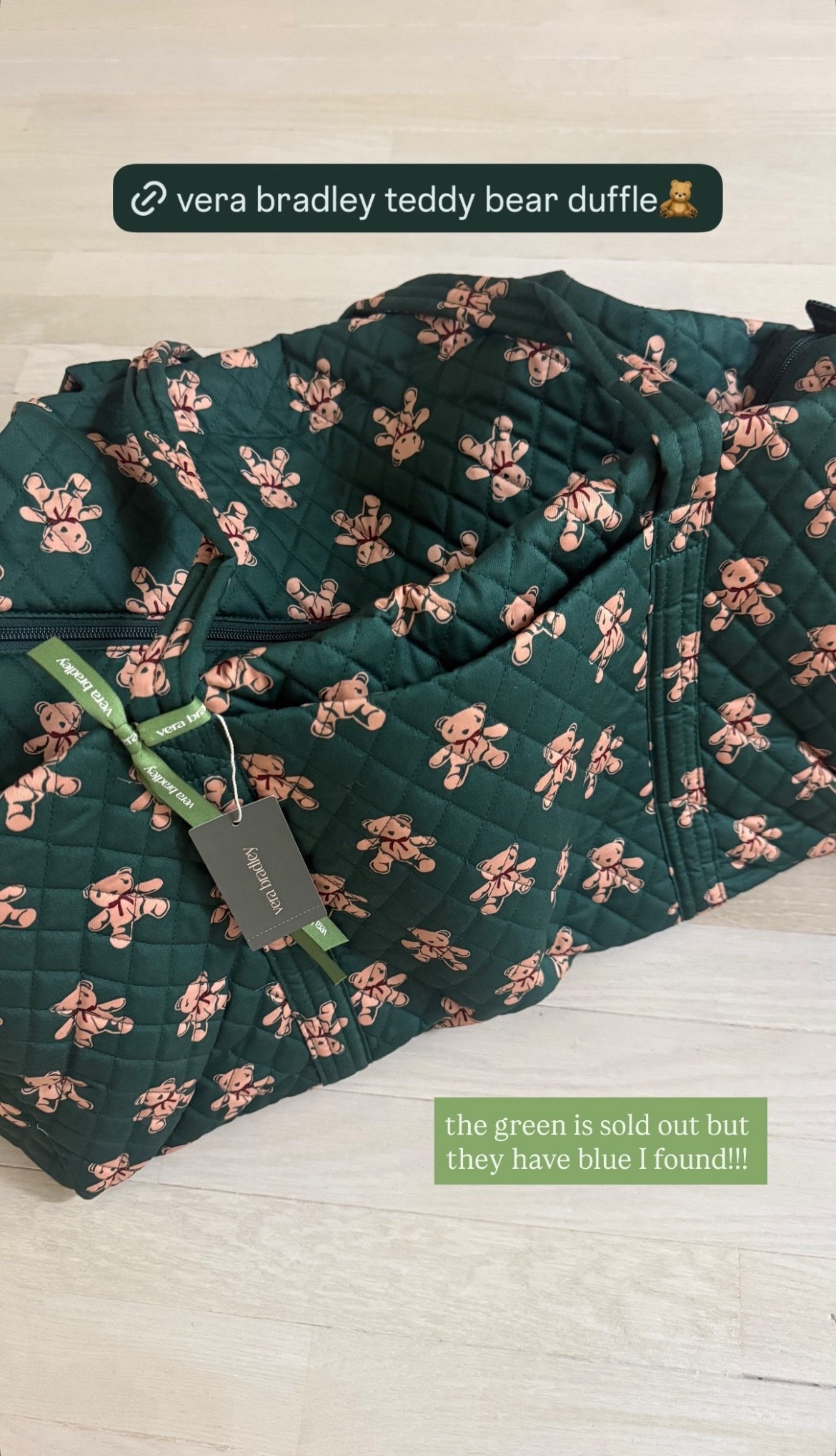 this large cotton teddy bear duffle bag from Vera Bradley is adorable! the green is sold out but I found it available in blue! 🧸

#LTKItBag #LTKTravel #LTKStyleTip