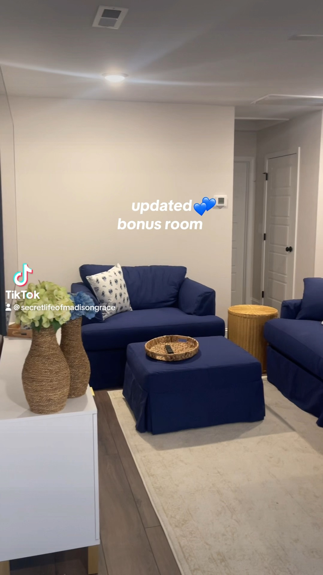 Sharing the progress made on my bonus room decor! I am loving this space already 💙🤍 

#LTKFindsUnder50 #LTKHome #LTKFindsUnder100