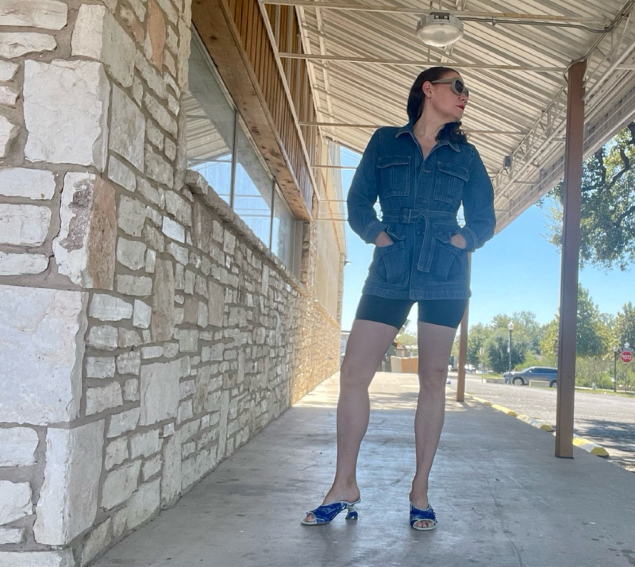 It’s the season- bike shorts (summer) and long sleeves (aka fall in this case a chic denim jacket!) on top. Yes. My current take on Princess Di. Add fantastic shoes and you’ve got the transitional outfit of outfits! #investmentpiece 

#LTKOver40 #LTKStyleTip #LTKSeasonal