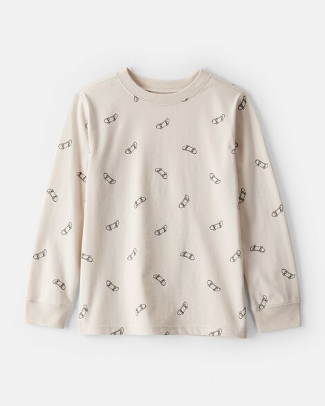 Beige - Boys Skateboard Print Long-Sleeve Graphic Tee - Brown, Selected | Carter's Inc