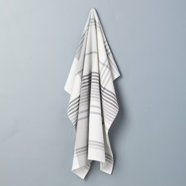 Plaid Flour Sack Kitchen Towel Sour Cream/Railroad Gray - Hearth & Hand™ with Magnolia | Target