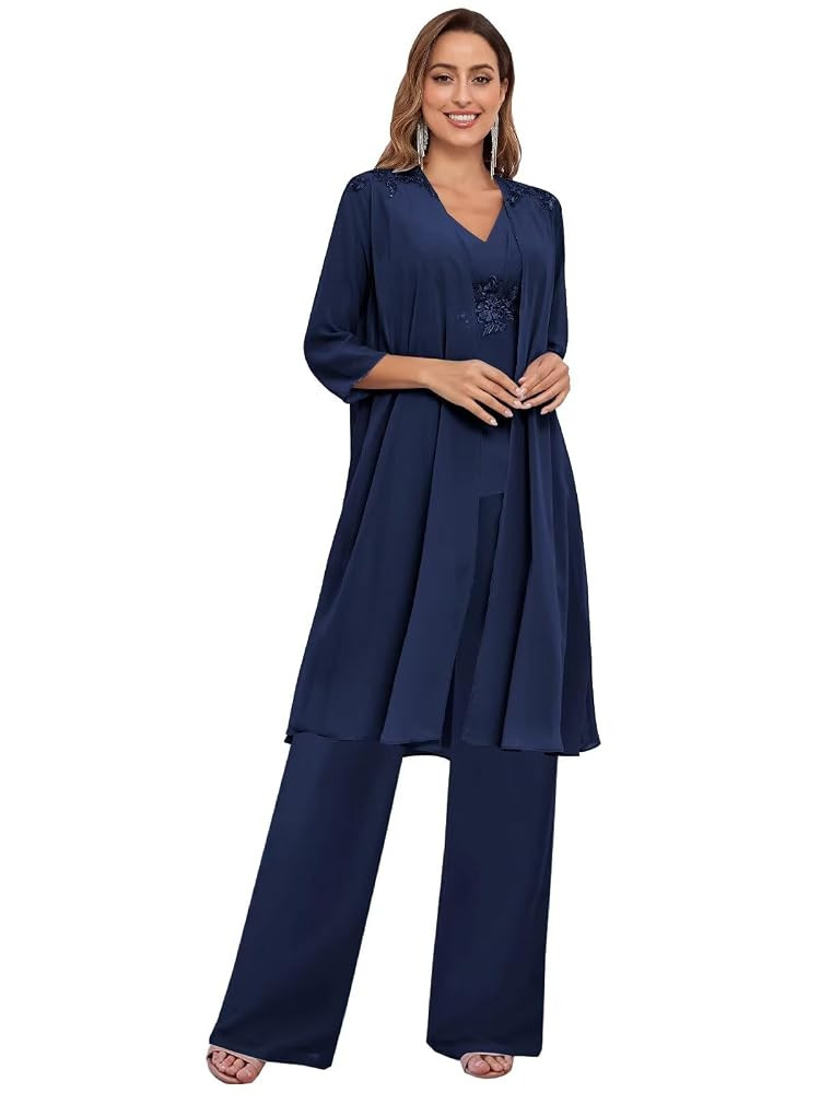 BANTRATIC 3 Pieces Mother of The Bride Pantsuits with Jacket for Wedding Dressy Evening Prom Form... | Amazon (US)