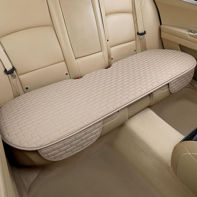 Beige Back Seat Cover, Rear Car Seat Cover for Cars Truck SUV,Seat Covers with Storage Pocket,Bot... | Amazon (US)