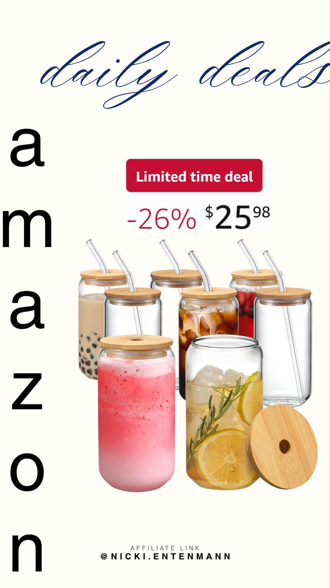 Sip in style with these drinking glasses featuring bamboo lids and glass straws. They keep your beverages fresh, eco‑friendly, and effortlessly chic for everyday use. 🥤🌿✨  

#drinkingglasses #bamboolid #glassstraw #kitchenessentials #homeorganization #kitchenfinds #drinkware #homedecor #ecoaccessories #sustainableliving 

 #LTKdayinmylife #LTKHome #LTKSaleAlert