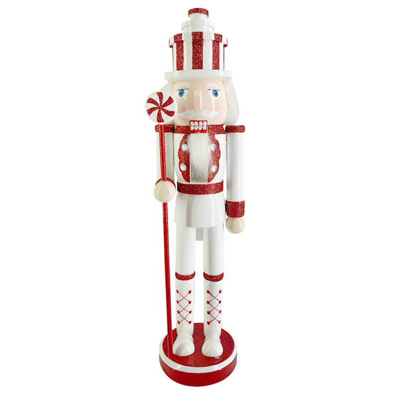 Red Glittered Peppermint Swirl Nutcracker, 15" | At Home