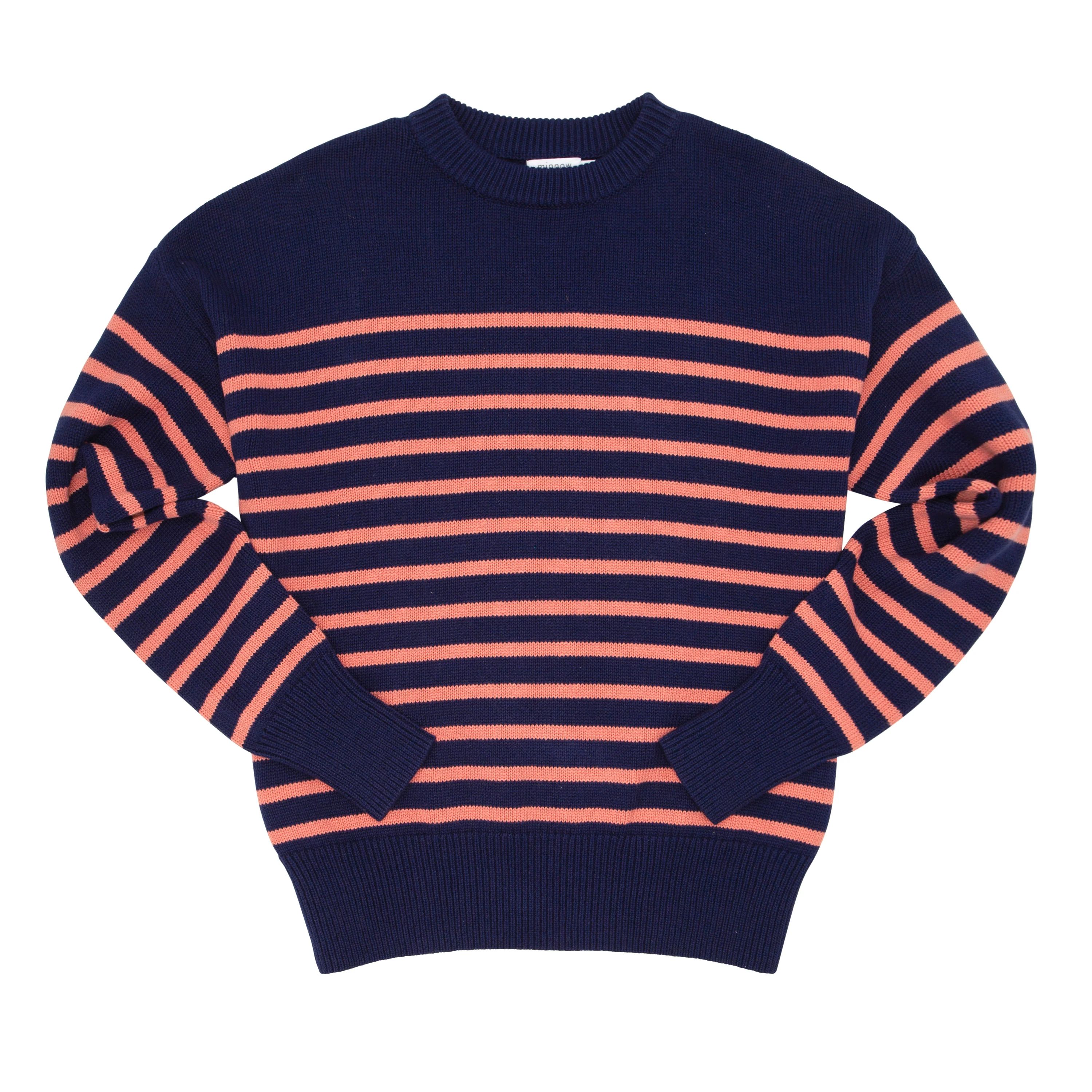 women's navy and dusty red stripe knit sweater | minnow swim | minnow