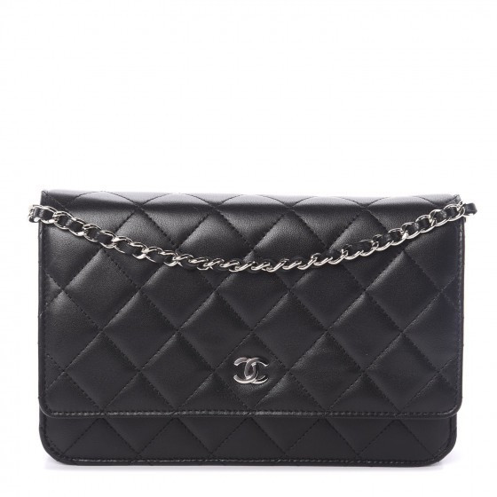 CHANEL Lambskin Quilted Wallet On Chain WOC Black | Fashionphile